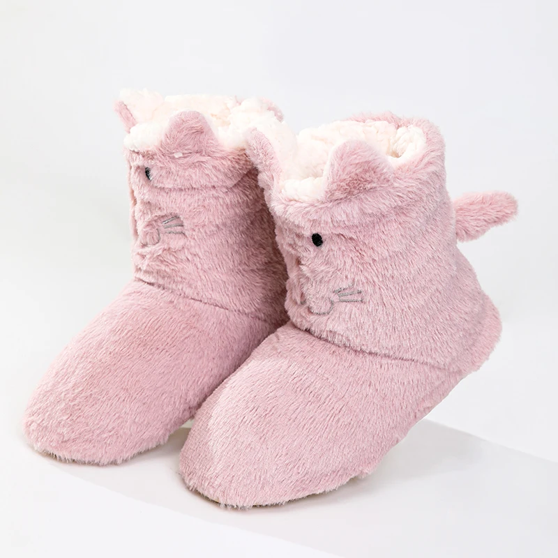 Зимние плюшевые тапочки для женщин милые теплые домашние с принтом животных