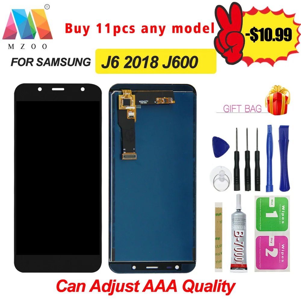 J600 Регулируемый для samsung Galaxy J6 2018 J600F J600Y ЖК-дисплей сенсорный экран SM-J600F J600G J600FN/ds