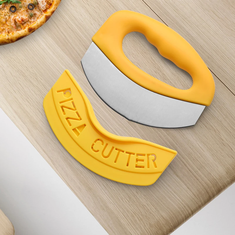 Stainless Steel Ring Cutter for Pizza Cheese Multi-function Curved Chopper with Protective Lid 1/2 Pack MUMR999 | Дом и сад