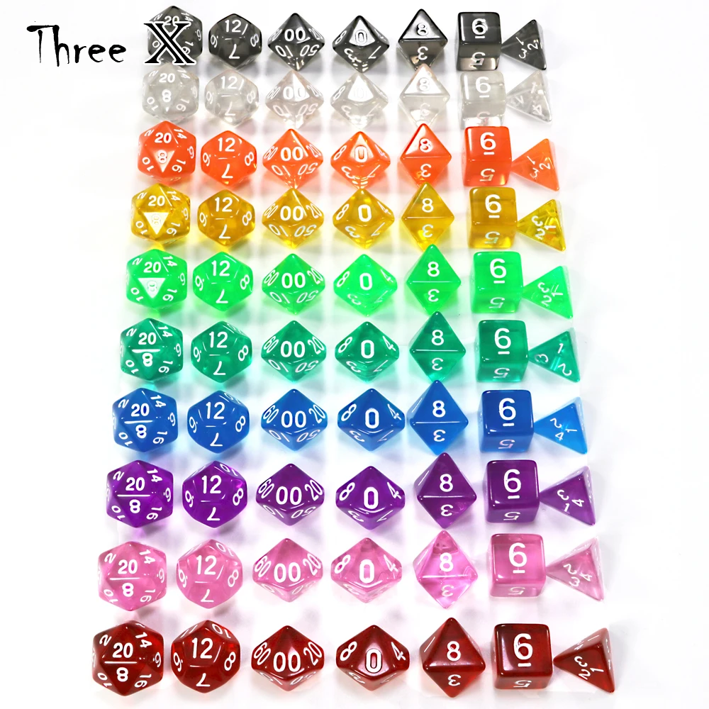 Желе эффект 7 шт зеленый цвет игра кости DnD D4 d6 d8 d10 d12 d20 переносные игральные