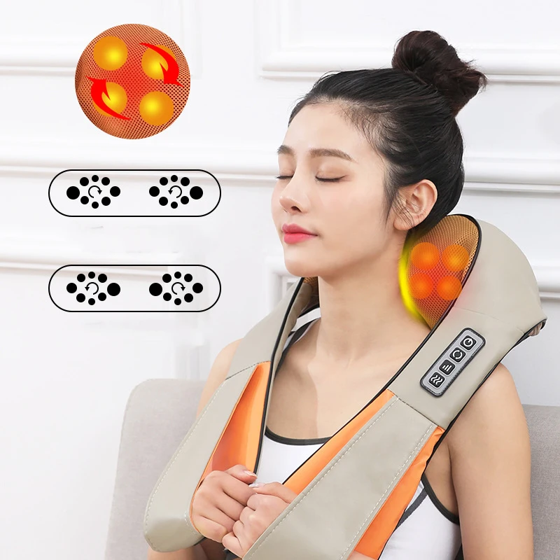 

U Shape Electrical Shiatsu Back Neck Shoulder Body Massager Infrared Heated 4D Kneading Car/Home Massage Shawl