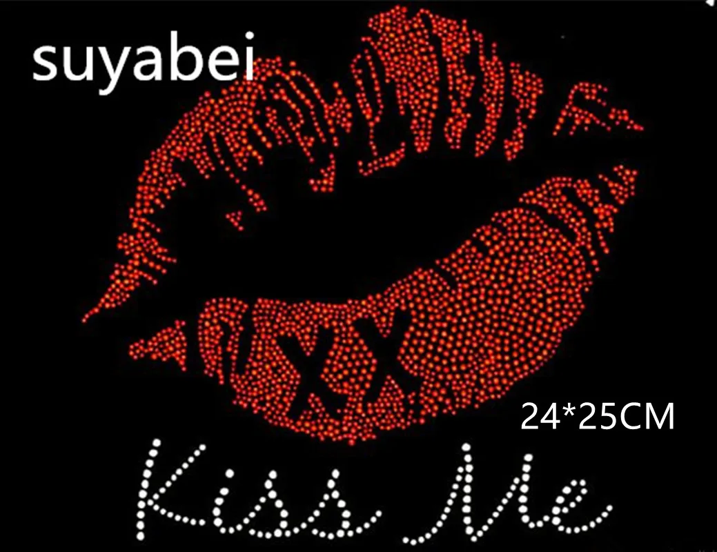 

Kiss Lip sticker transfers design iron on transfer patches hot fix rhinestone transfer motifs fixing rhinestones