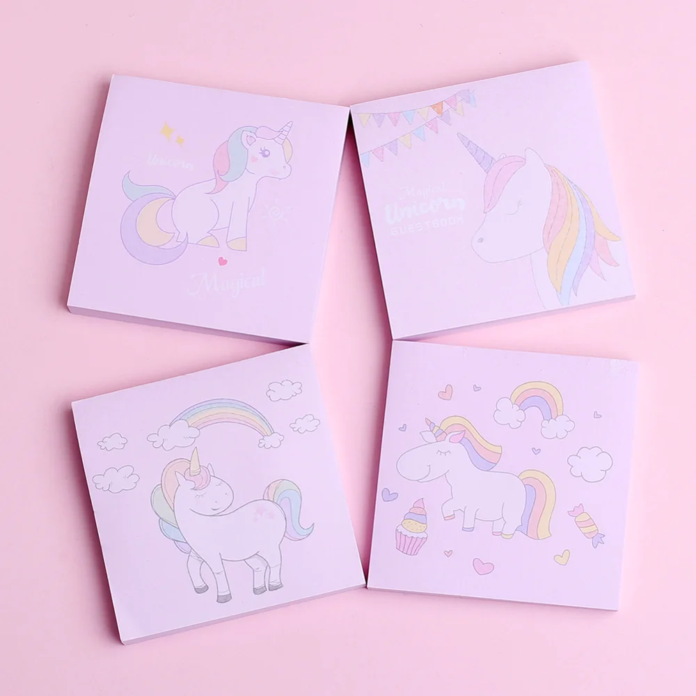 Блокнот для заметок в Корейском стиле с милым радужным единорогом аниме Стикеры