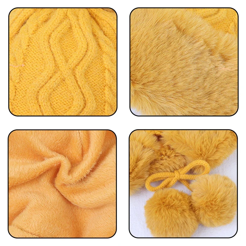 

Autumn And Winter Cotton And Cashmere Pullover Cap Ball Cute Plus Velvet Thickened Cold And Warm Pure Color Knitted Hat