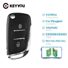 Ключ-раскладушка для автомобиля, 2 кнопки, для Peugeot 207, 307, 308, 407, 433 МГц, PCF7961, HU83, ID46, CE0536