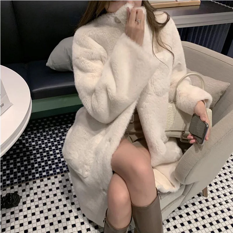 Artificial Fur Coat Long Eco Fur Coat For Women Winter Plush Jacket  2022 Warm Faux Fur Coats Women's Outerwear Female Clothing