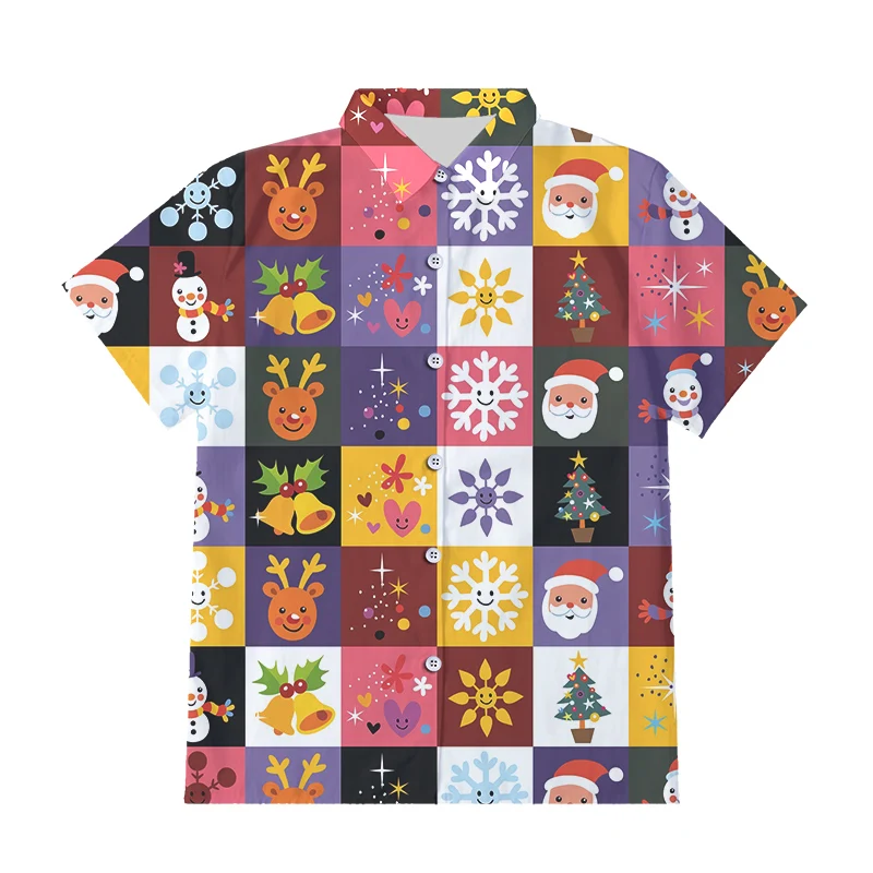 

IFPD европейские размеры забавные рождественские рубашки в клетку с 3D принтом На Пуговицах Мужские рождественские повседневные Мультяшные рубашки для вечерние с коротким рукавом женский размер