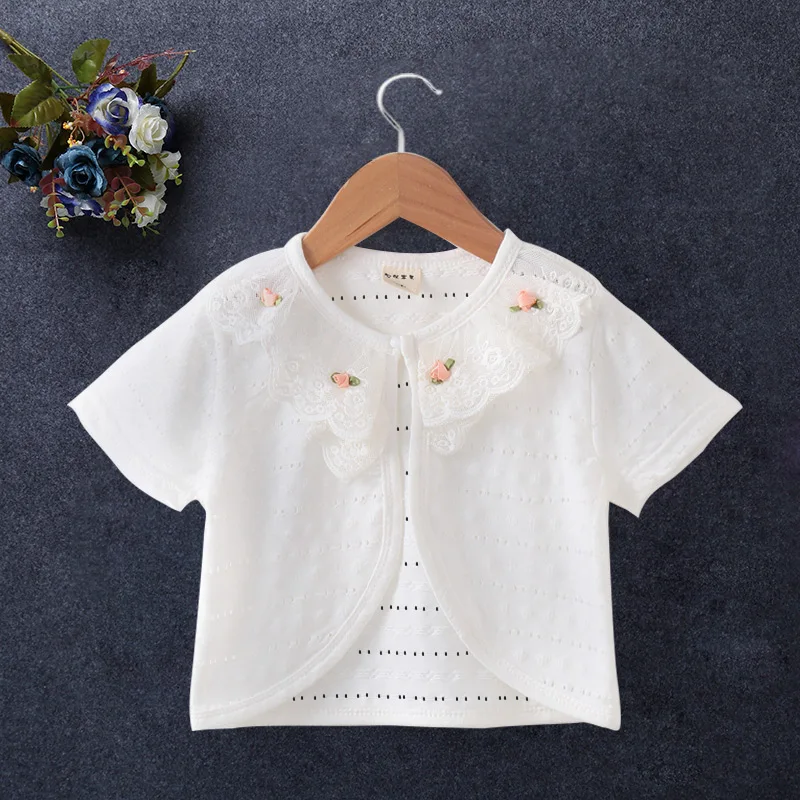 2021 летний Кардиган для девочек свитер розовый Хлопковая Милая Одежда