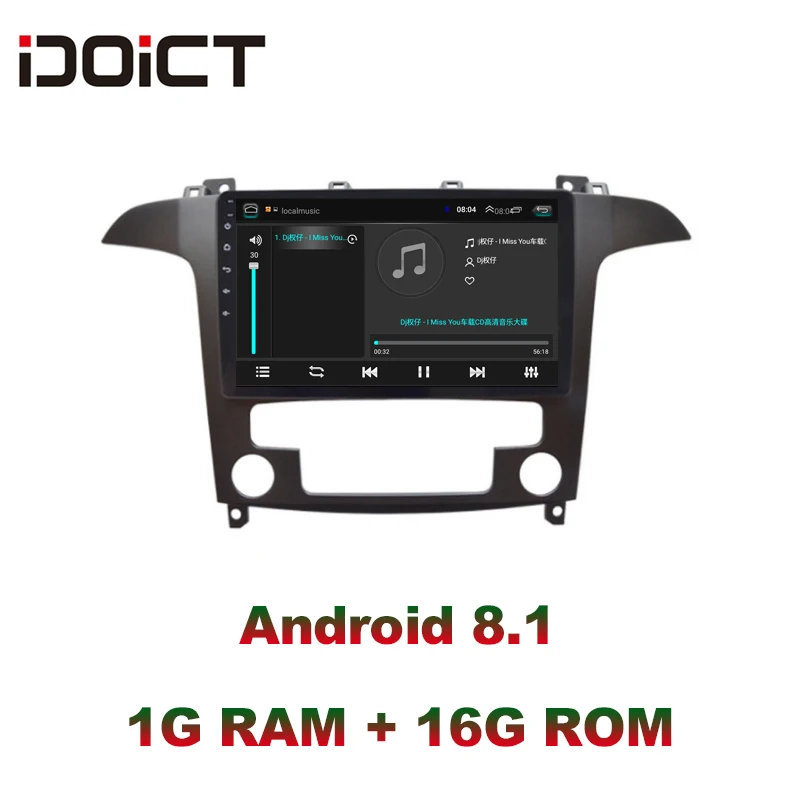 IDOICT Android 8.1 Car DVD Player GPS Navigation Multimedia For Ford S-Max Radio 2007 2008 car stereo bluetooth wifi | Автомобили и