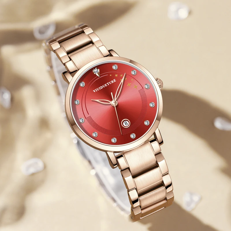 

2021 new female steel band watch ladies watch European and American quartz watch waterproof mesh belt brick watch student watch