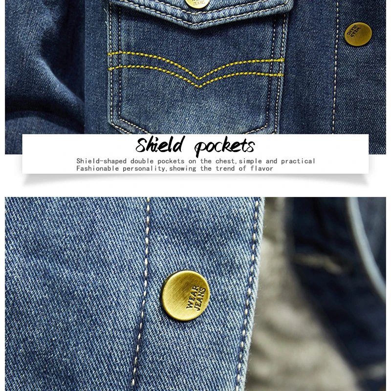 

Men's winter printing denim jacket Multi-pocket denim jacket for men style chaquetas hombre Leisure motorcycle clothing