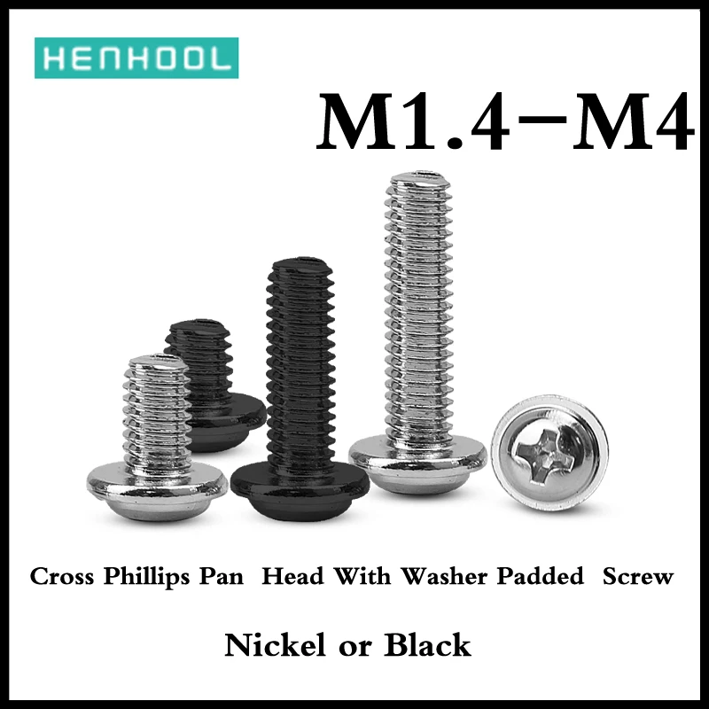 

Крестообразная сковорода с круглой ферментной головкой с шайбой и мягким воротником, винтовая черная винтовая крышка для компьютера с нике...