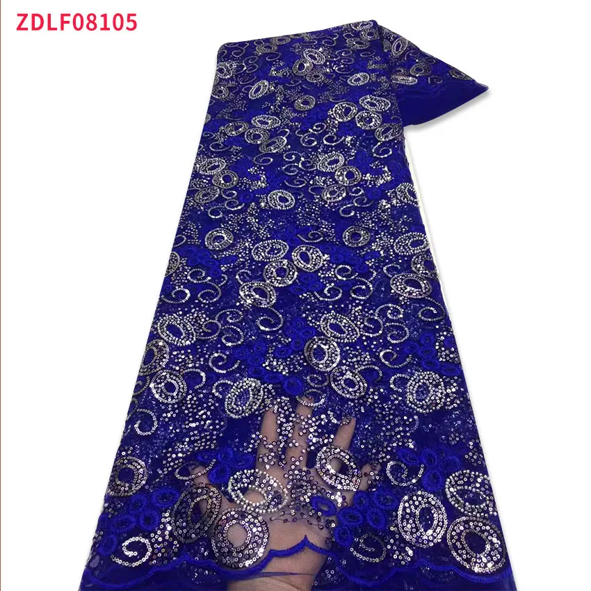 

2021 Latest Sequin Lace Fabric Mesh African Embroidery Sequence Hot Sale French Party ZDLF08105