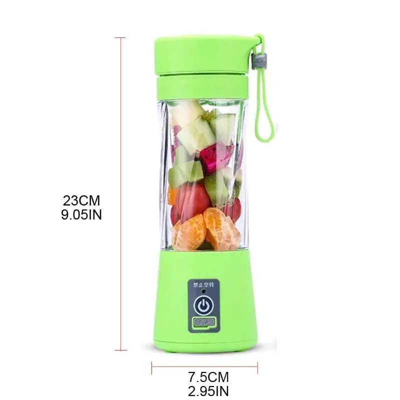

Protable Mini Juicer Cup Single Serve Personal Size Blender USB Rechargeable 380ml Fruit Mixing Machine Multifunction