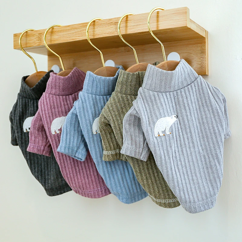 

Pet Dog Warm Clothes Stripe Puppy Vest T-shirt Shirt Cute Pajamas Winter Pet Clothes Dog Clothes Bottoming Shirt Winter Supplies