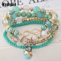 kymyad 4pcsset bracelets for women bijoux femme crystal beads bracelet colorful charming bracelet multilayer bracelets