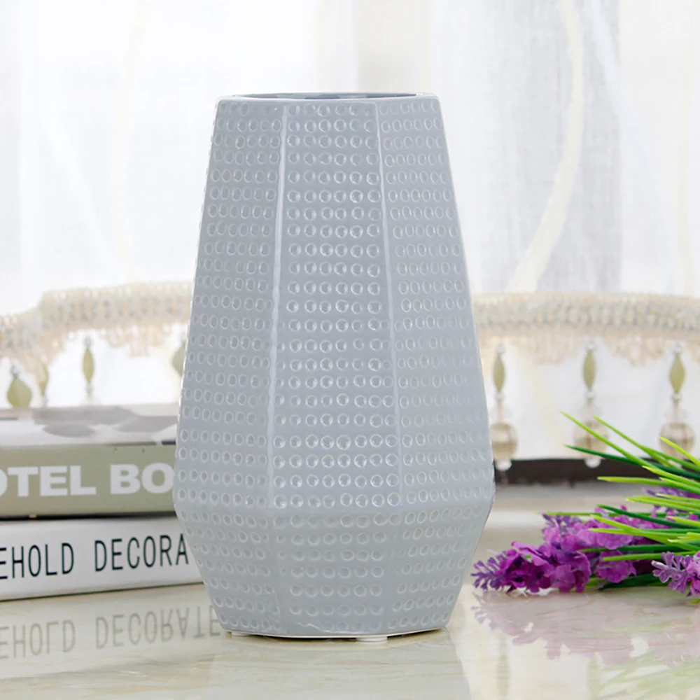 

Creative Octagonal Ceramic Vase Nordic Style Simple Vase Desk Living Room Flowers Home Decoration Modern Indie Room Decor Ideas
