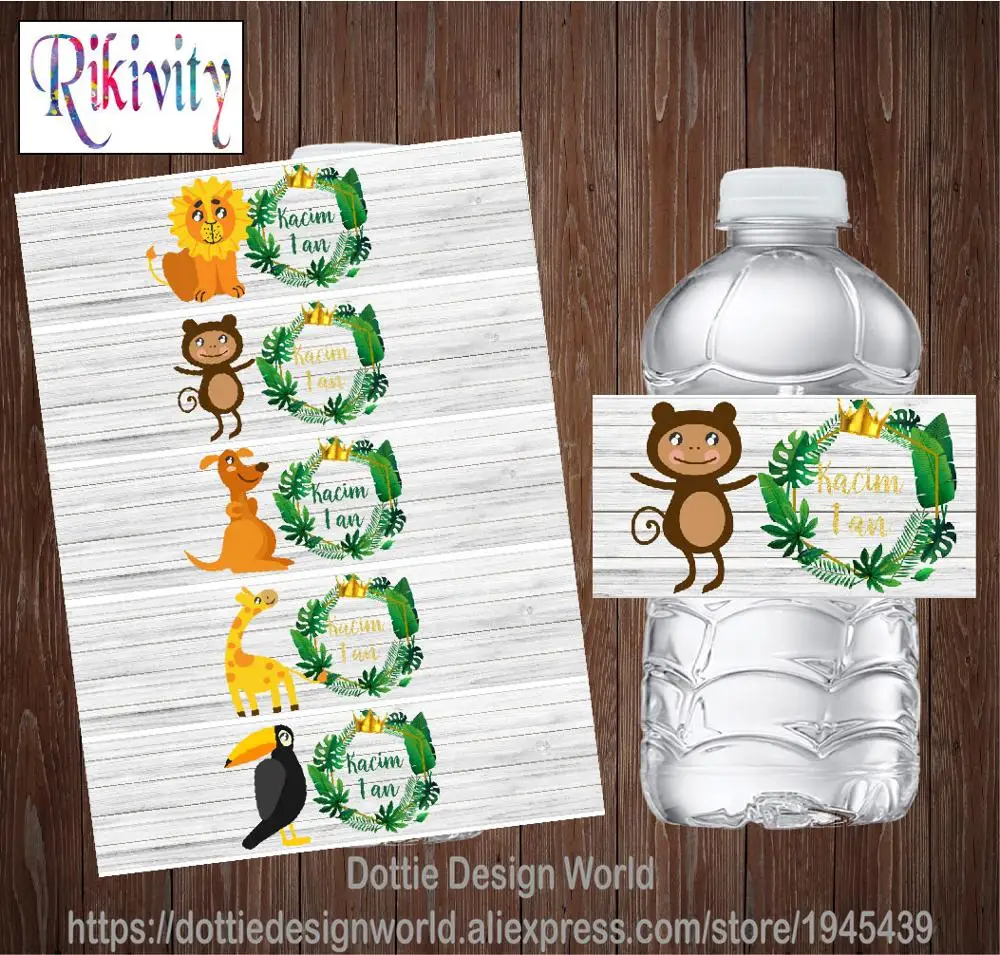 20 штук Пользовательские Принц лесных животных на день рождения бутылка для воды