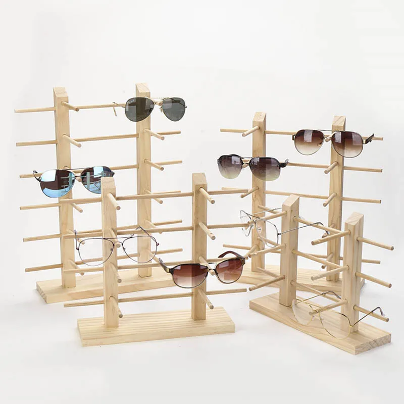 

1 Pcs Wood Sunglass Display Rack Shelf Wooden Durable Eyeglasses Show Stand Holder XR-Hot
