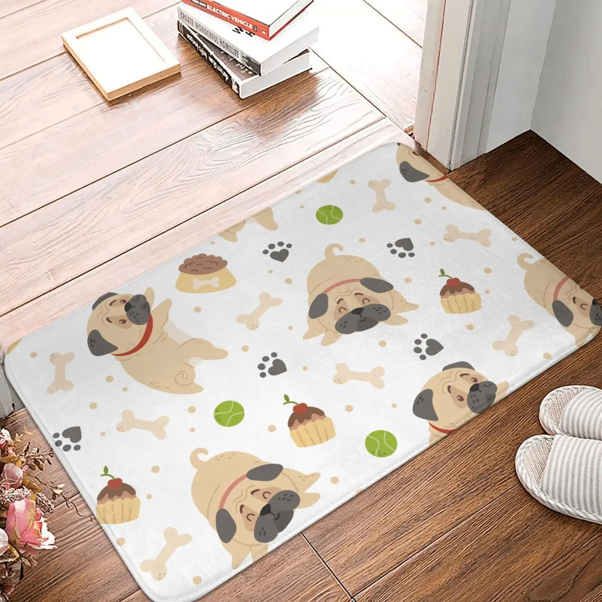 

Напольный коврик с рисунком французского бульдога, мягкий коврик для входа в ванную комнату, коврик для балкона, напольный коврик, декорати...