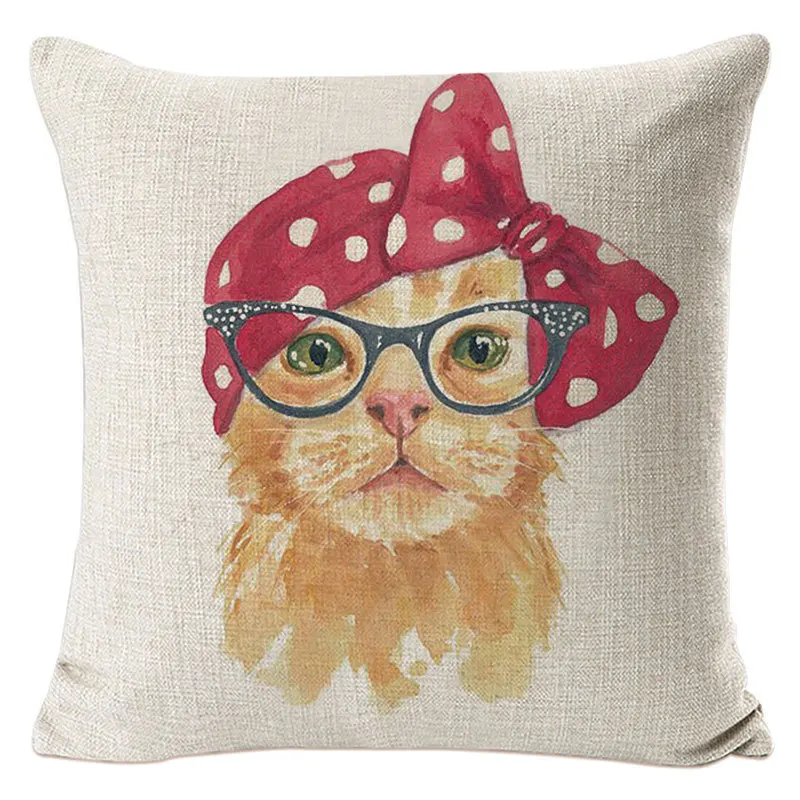 2 шт. льняные наволочки для подушки 45x45 см наволочка в виде кошки квадратная