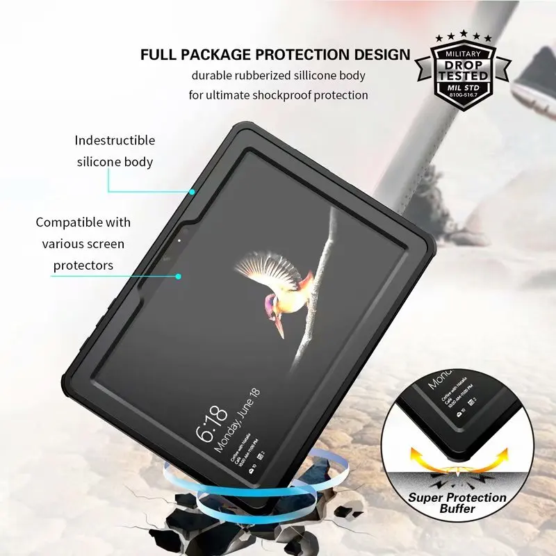 Для Microsoft Surface Go водонепроницаемый чехол IPX8 полноразмерный Прочный с Kicstand