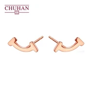 chuhan 18k gold smile stud earrings female au750 rose gold earrings for girlfriend and mother gift real gold fine jewelry