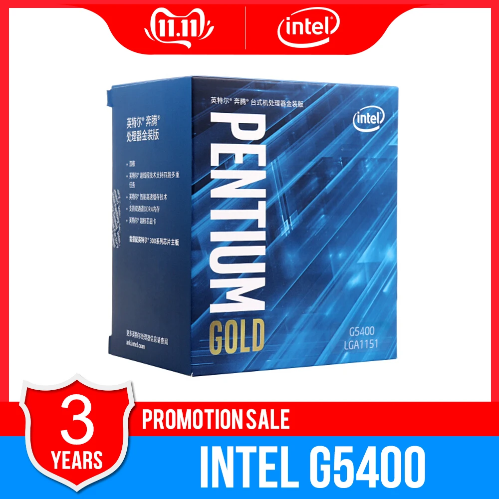 Intel Pentium Gold G5400 настольный процессор 2 ядра 3,7 ГГц LGA1151 300 серия 54 Вт/58 Вт BX80684G5400