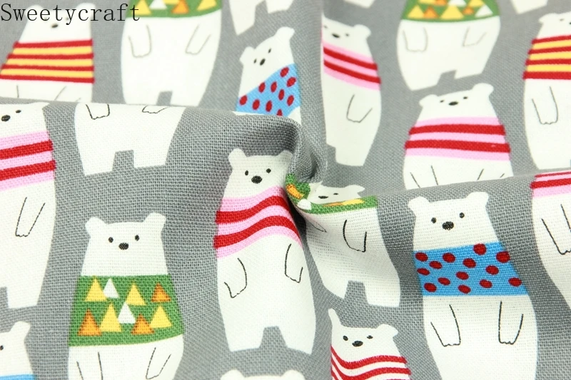110x45cm Thick cotton fabric by Yard Cartoon Bear print tela algodon Handmade Sewing Patchwork Material Accessories Home Textile |