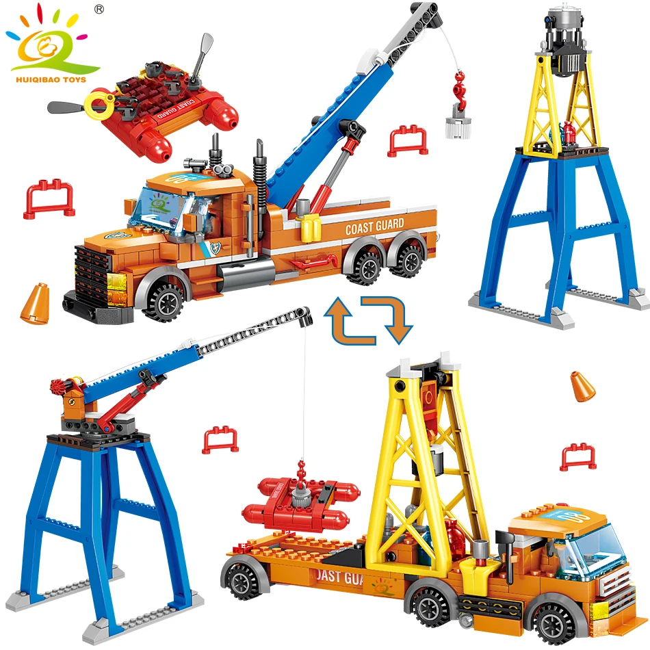 HUIQIBAO 405 шт. модель пожарной машины строительные блоки набор городской