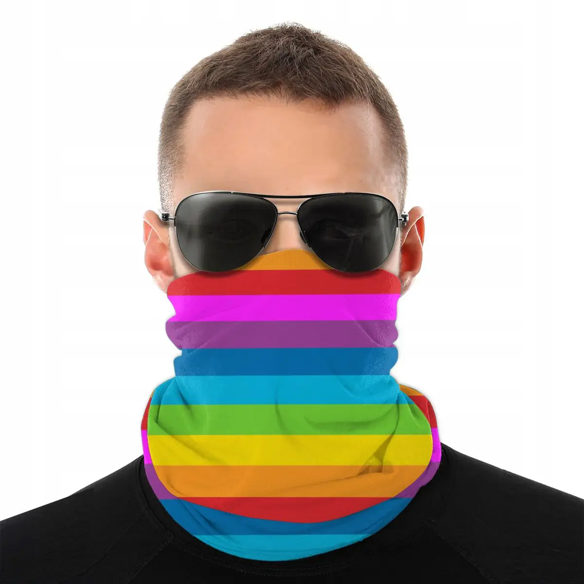 

Rainbow Stripes Magic Scarf Half Face Mask Men Women Fashion Neck Gaiter Tubular Bandanas Polyester Headband Biking Camping