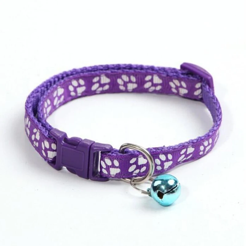 

Pet Collar 10 Colors Cat Necklace And Cat Paw Print Adjustable Collar Small Dog Collar Bell Positioning Pet Collar Pet Supplies