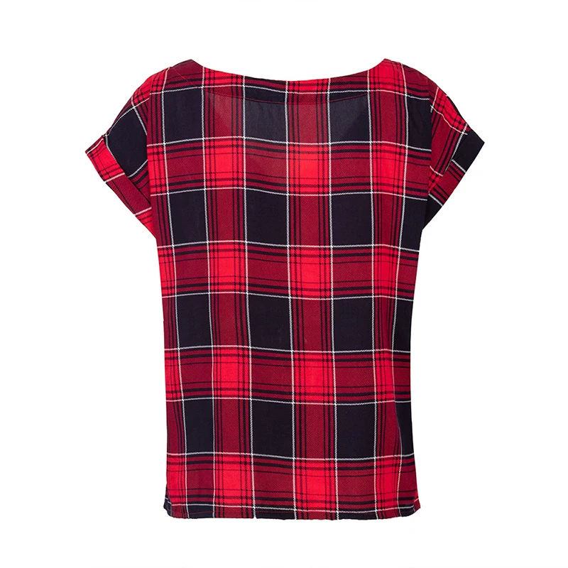 Женский клетчатый Топ CINESSD Черный Повседневный пуловер на пуговицах с коротким
