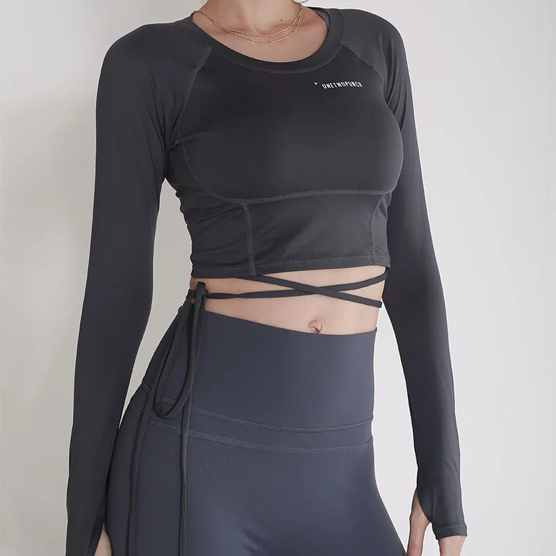 Wmuncc спортивные футболки для женщин йоги с длинным рукавом быстросохнущая