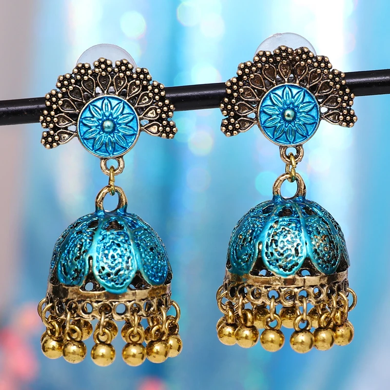 Индийские Jhumka серьги «Слоник» цыганские ювелирные изделия в стиле ретро этнические бусины в античном стиле висячие серьги с кисточками для женщин богемный подарок