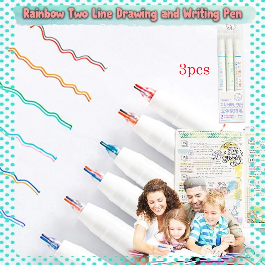 3 шт./кор. Творческий двухцветная линия гелевая ручка художественный Рисунок
