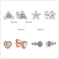 925 sterling silver earring sparkling snowflakes stud earrings for women wedding party fashion jewelry