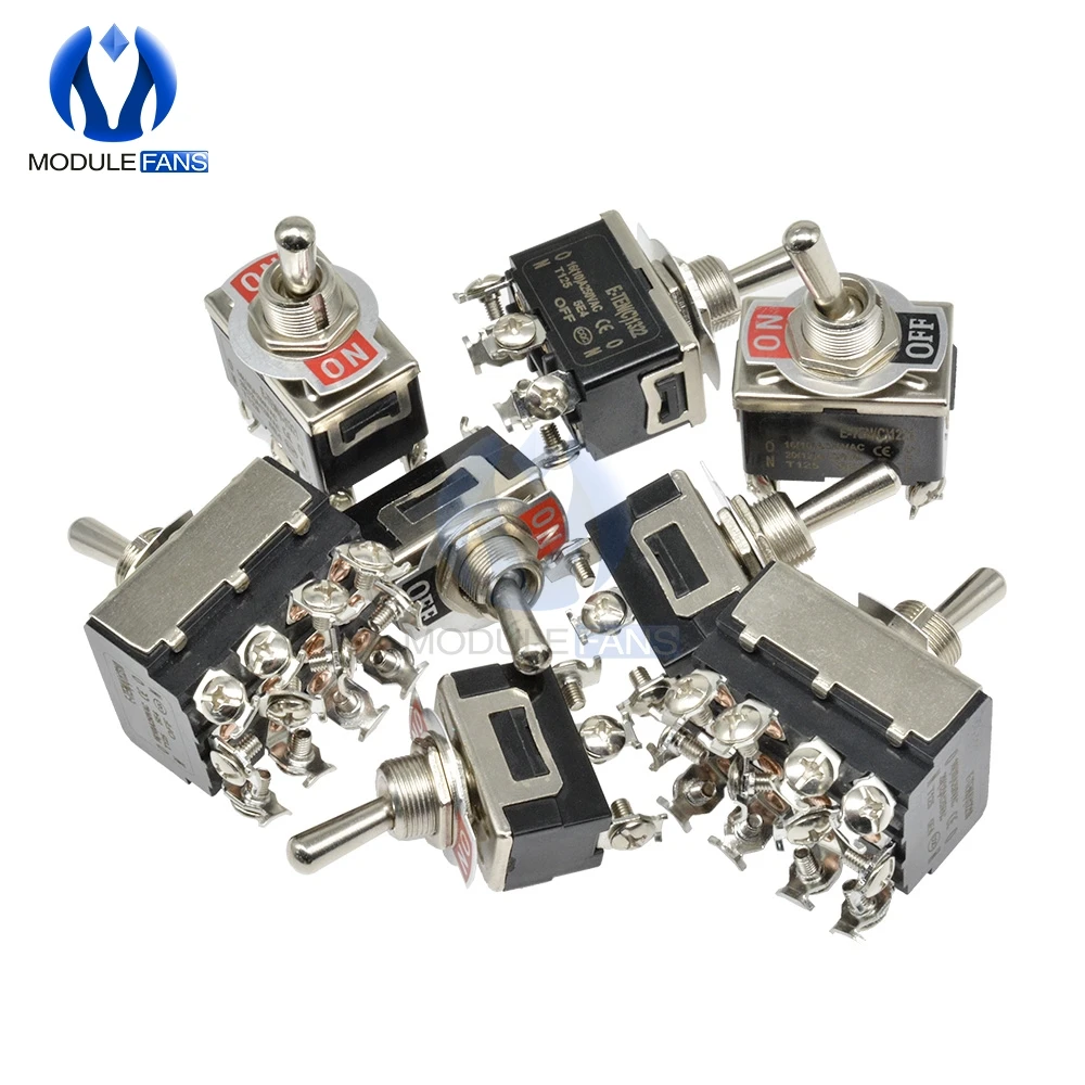 AC 250V 16A 2/3/4/6 Pin Mini автоматический переключатель DPDT ON-OFF-ON 2/3 медный серебристый