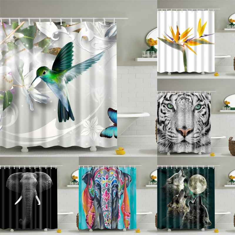 Животные Тигр Сова Слон Волк Олень &quotосьминог&quot Павлин душ Шторы s занавеска с