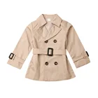 Осенняя двубортная Женская куртка для маленьких девочек, повседневное зимнее длинное пальто для девочек, женская верхняя одежда