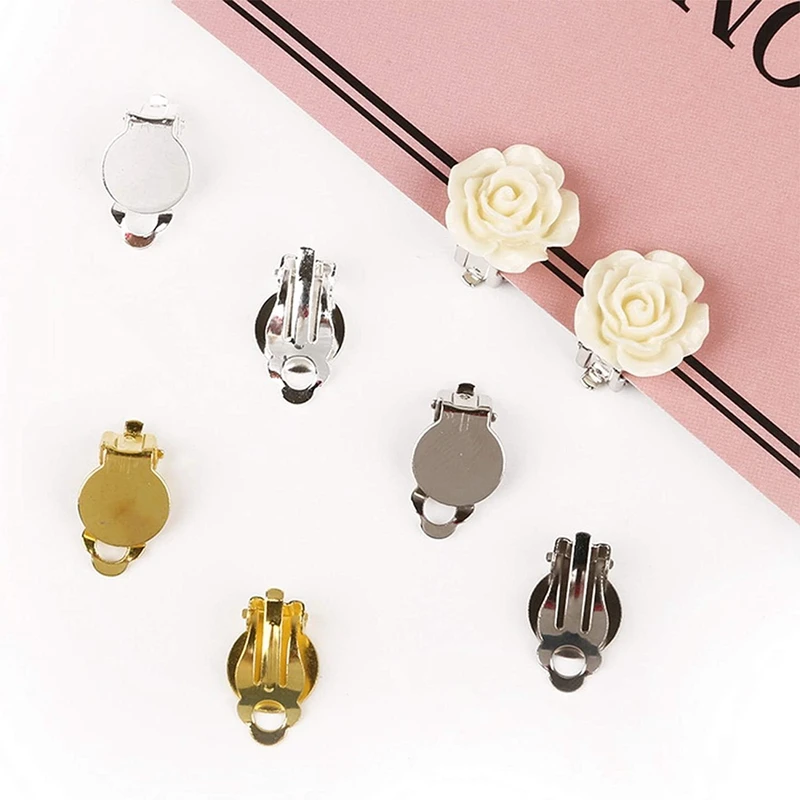 50 шт. (25 пар) клипсы для сережек основа плоская задняя часть Круглый лоток пустая