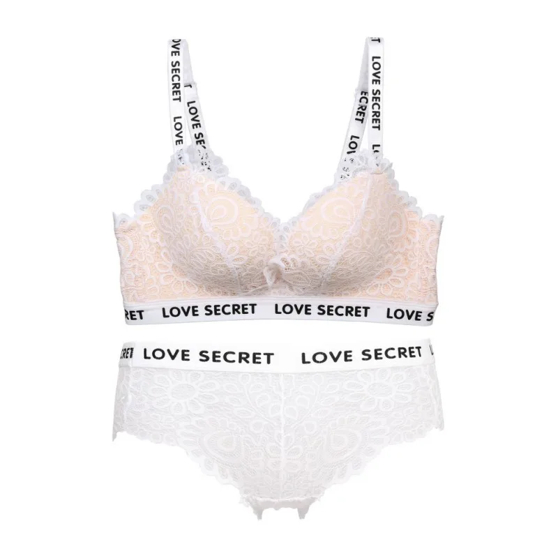 

Sexy Lingerie Sets Wire Free Underwear Soft Letter Printed Bras Women Floral Lace Bra Sets
