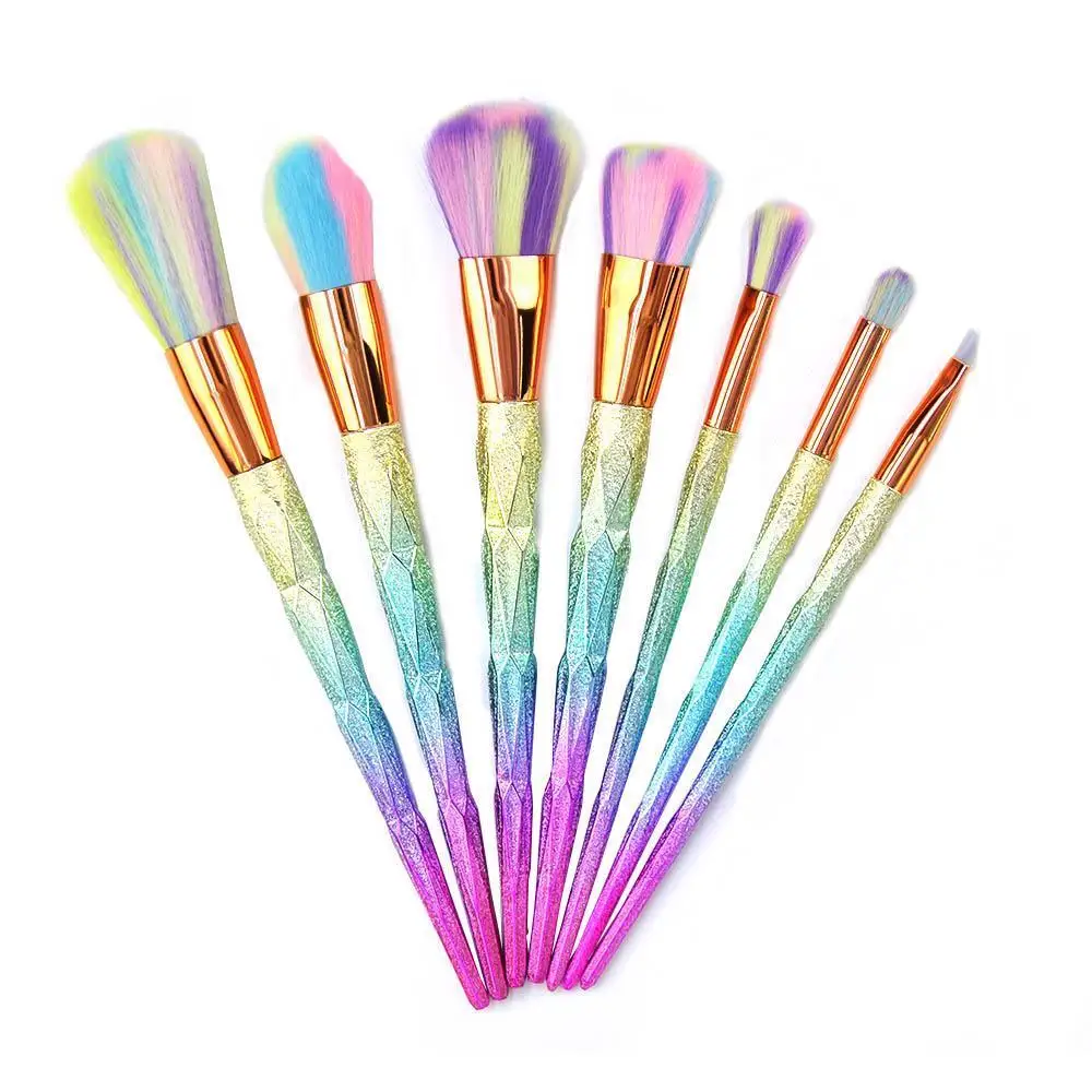 7 шт 3D блестящие алмазные кисти для макияжа с единорогом набор растушевки основы