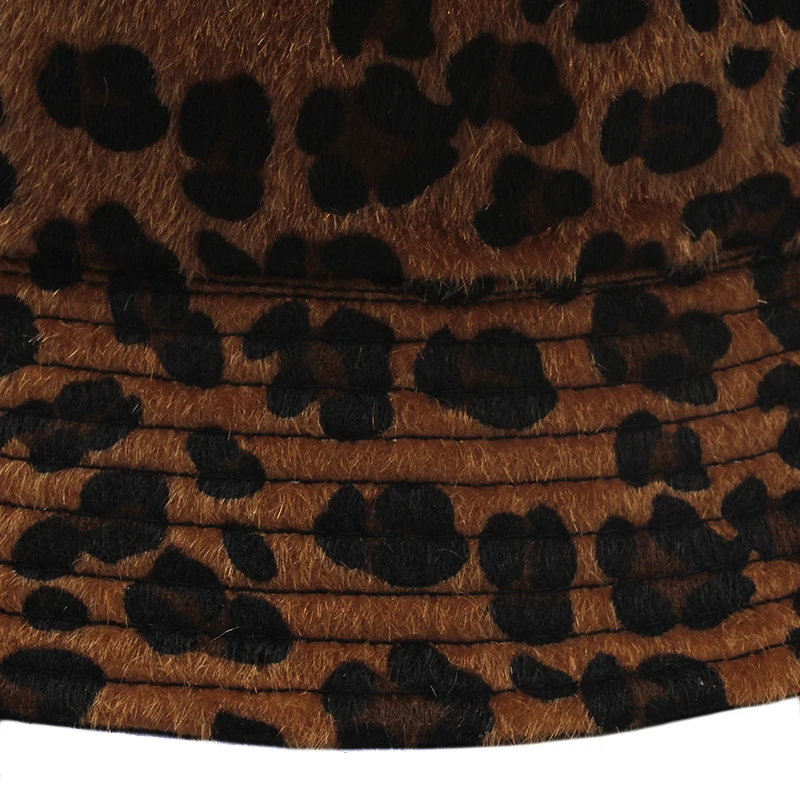 Men Women Fluffy Leopard Print Fisherman Caps Hip Hop Street Style Bucket Hats Winter Warm Party Sunhat Size US 7 1/4 UK L images - 6