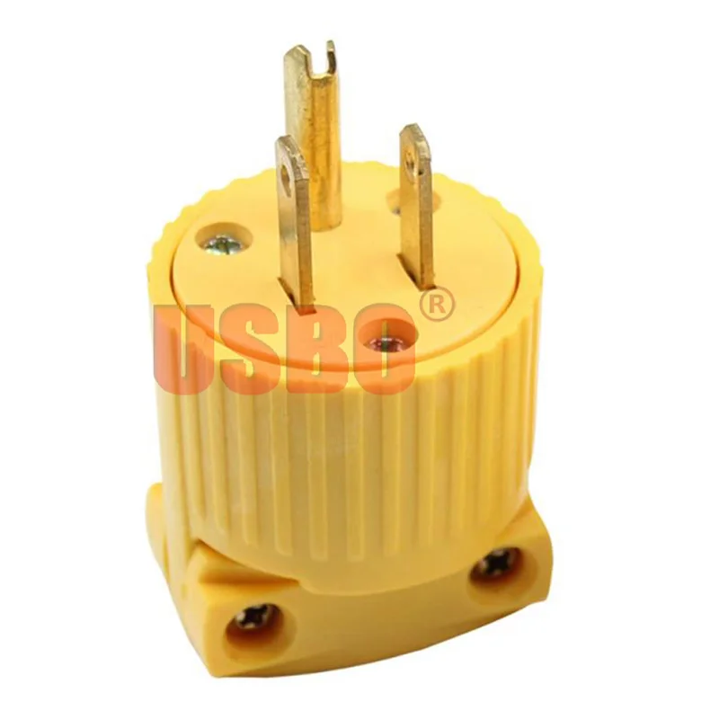Желтый Американский 15 А 125 в NEMA 5-15P 3-полюсный съемный штекер с защитой от