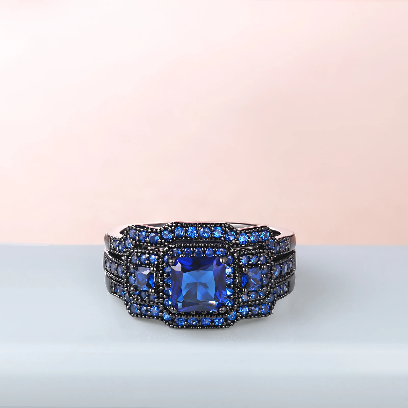 Женский набор из 3 предметов Newshe Черный обручальное кольцо с фианитом AAA QR4687WG |