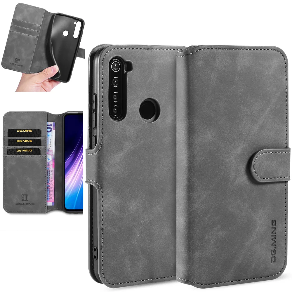 Чехол книжка из матовой кожи с бумажником для Xiaomi Redmi Note 8 Pro Ретро 8T|Бамперы| |