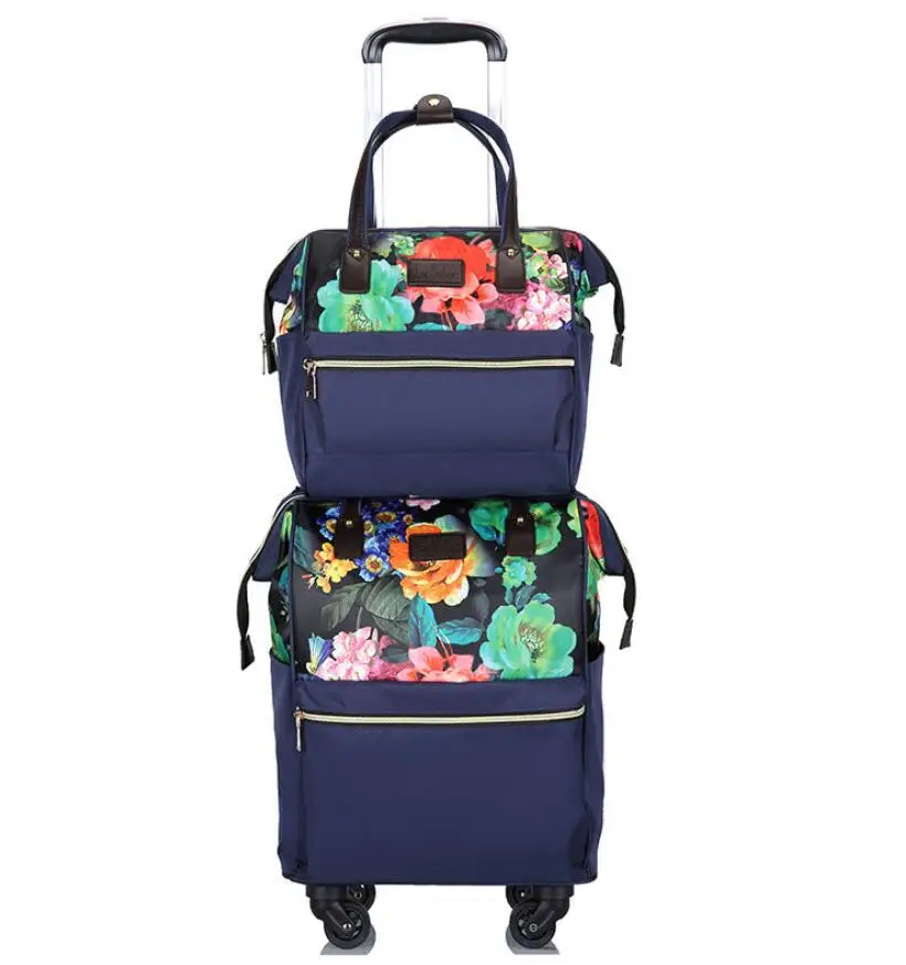 Women Carry-On Rolling Luggage Backpack with handbag travel Trolley Bag with wheels  Wheeled Backpack Suitcase bag For Travel