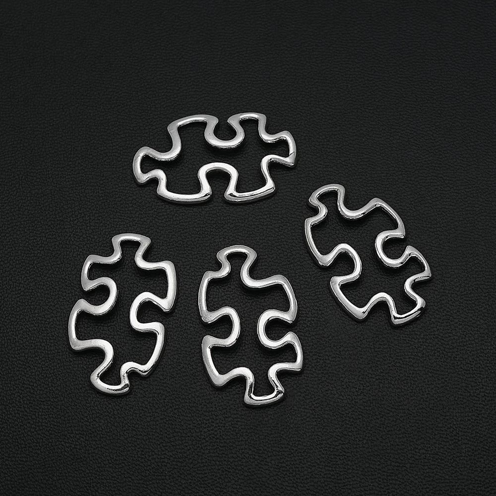 

15 шт./лот 19x30 мм Античная Посеребренная головоломка подвески для осмотра аутизма Подвески для Diy соединителя браслета оптовая продажа аксес...