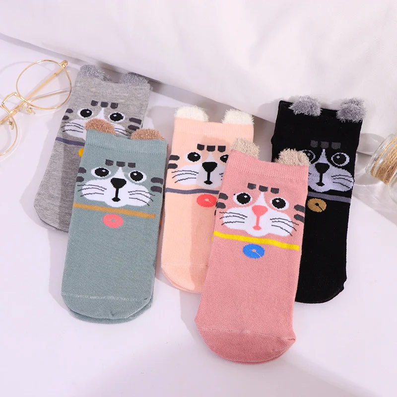 

5Pairs New Women Sock Harajuku Lovely Animal Cartoon For Girl Cotton Socks Meias Kawaii Frilly Socks Ladies Female Size 35-42